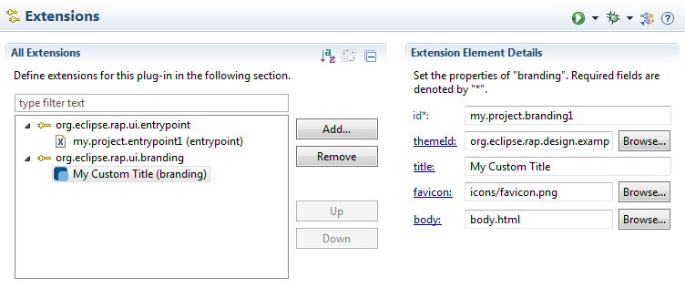 Extension point editor