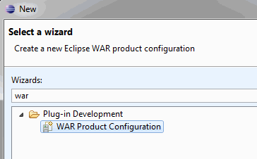 WAR product wizard