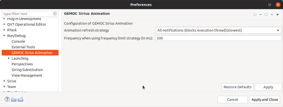 GEMOC Sirius animation preference page