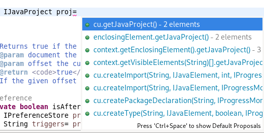 Chain completion code assist
