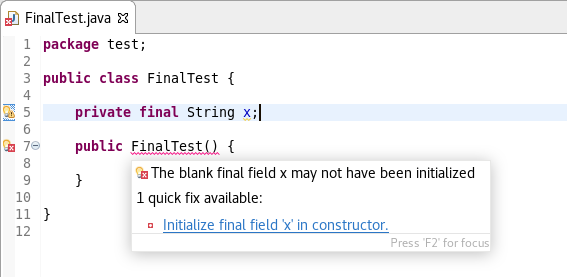 unitialized final field before