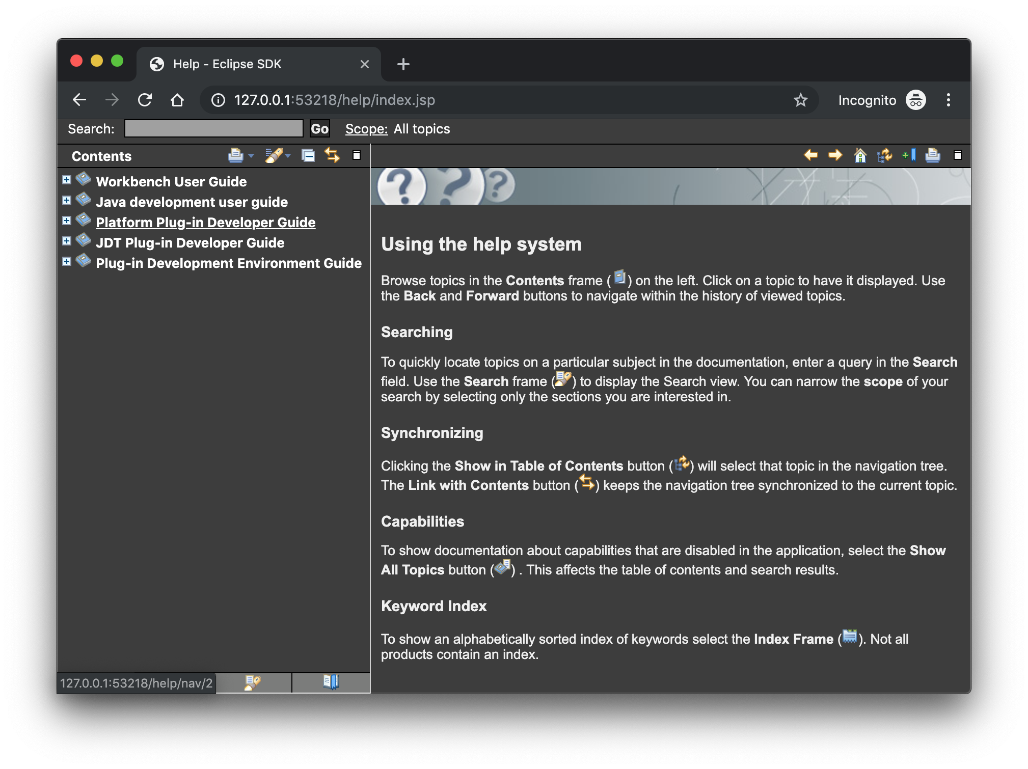 Eclipse help content in dark theme