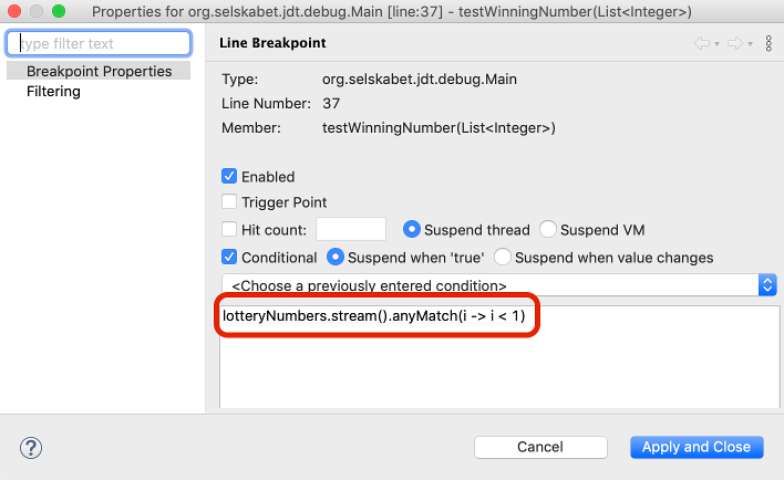 Debug Expression containing a lambda