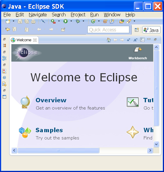 Welcome perspective in Eclipse 4.2
