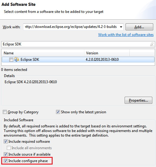 Configure phase option
