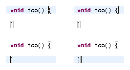 Matching bracket examples