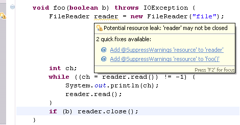 Potential resource leak example
