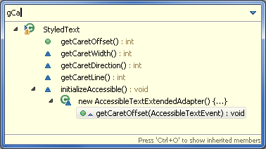Quick Outline of StyledText with pattern 'gCa'