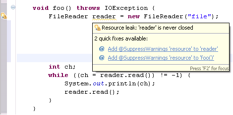 Resource leak example