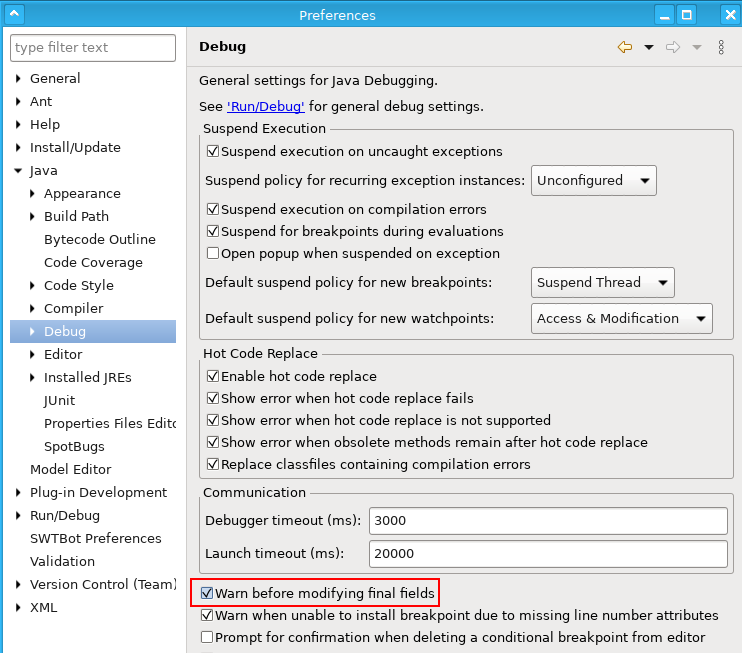Updated preferences
