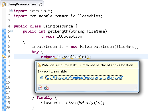 Example for close quietly