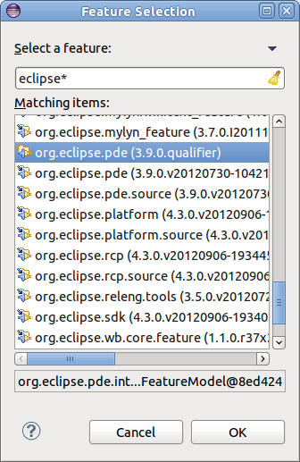 Improved feature selection dialog