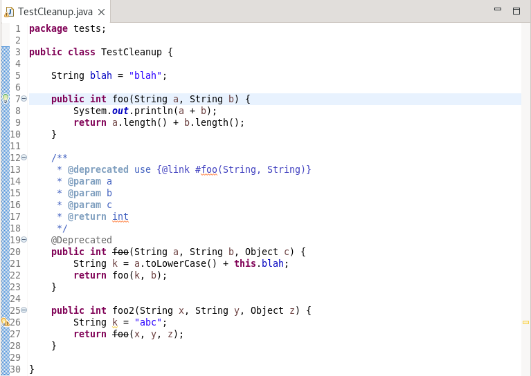 deprecated method call to inline