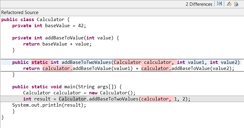 Make Static Refactoring Example After