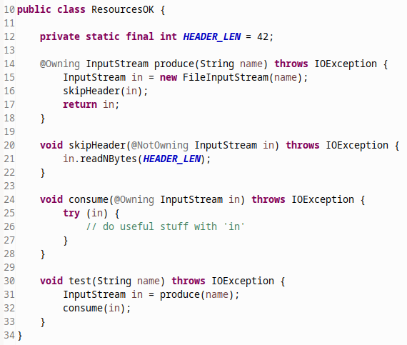 code properly annotated for resource leak analysis