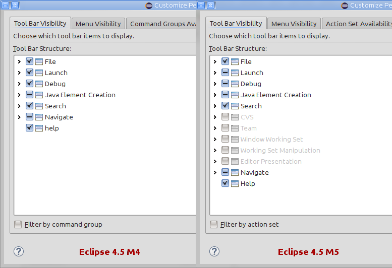 Configuring toolbars