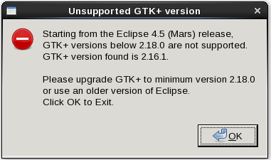 [Error dialog with only an OK button to Exit]