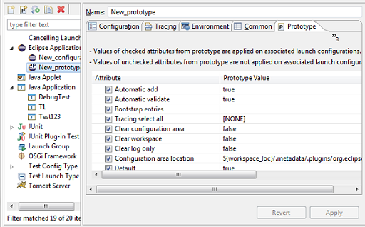 Prototype Tab Eclipse Launch Configuration 1