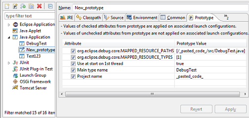 Prototype Tab Java Launch Configuration 1