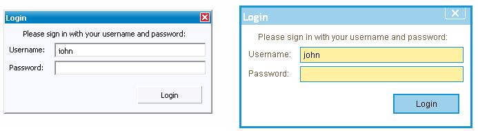 Dialog with theming