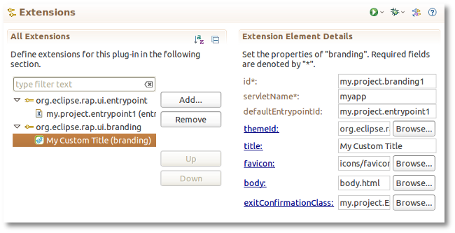 Extension point editor