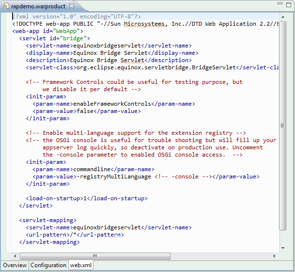 WAR Product editor web.xml